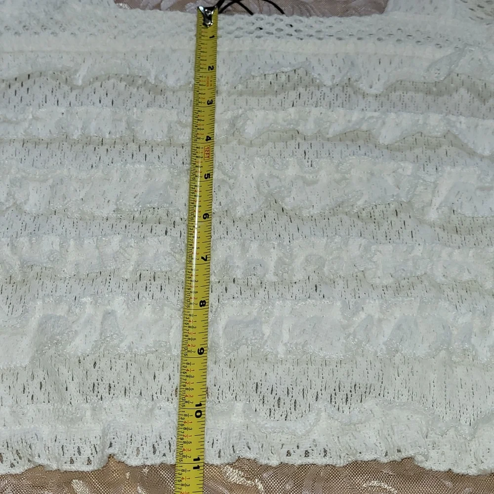 NWT Zara Cotton White Knit Ruffled Crop Top w/ Ruffle Straps Size Large - Picture 16 of 16